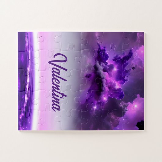 Fantasy Lila Clouds Spaß Galaxy Szene Puzzle (Horizontal)