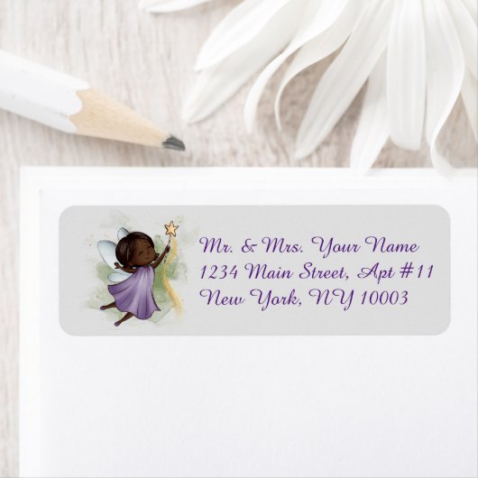 Fantasy Lila Fairy Light Gray Address Labels (Insitu)