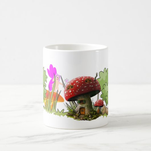 Fantasy Lila Fairy mit magischen Pilzen Kaffeetasse (Mittel)