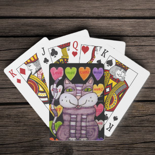 Fantasy-Lila-Katze Farbige Candy Hearts Spielkarten