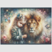 Fantasy Lion Friend und Little Girl Decoupage Seidenpapier (Vorderseite)
