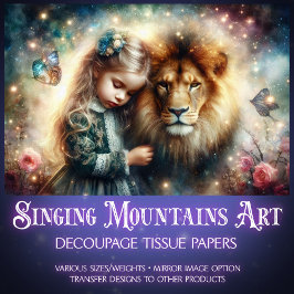 Fantasy Lion Friend und Little Girl Decoupage Seidenpapier