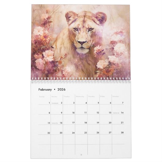 Fantasy Lions in Abstract Style Kalender (Feb 2026)