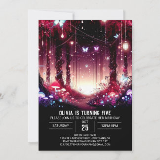 Fantasy Little Woodland Digital Geburtstag Einladung