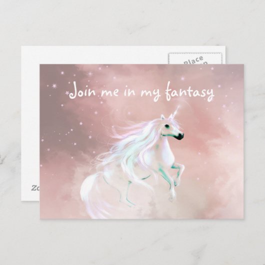 Fantasy Love Unicorn Postkarte (Vorne/Hinten)