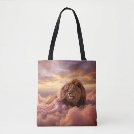 Fantasy-Löwe und Frau in Wolken Tasche