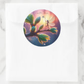 Fantasy macro photography of tiny forest sprite runder aufkleber (Tasche)