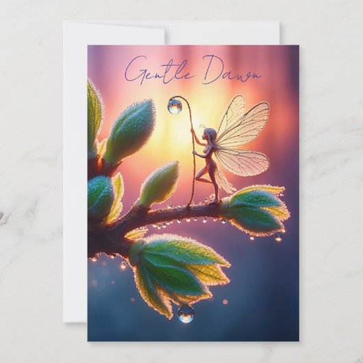Fantasy macro photography of tiny forest sprite save the date (Vorderseite)