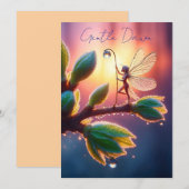 Fantasy macro photography of tiny forest sprite save the date (Vorne/Hinten)