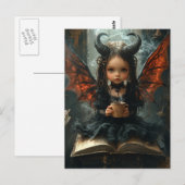 Fantasy-Mädchen mit Hörnern und Flügeln Coffee Boo Postkarte (Vorne/Hinten)