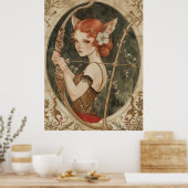 Fantasy Magic Fee Fox Frau in Wald Poster (Küche)