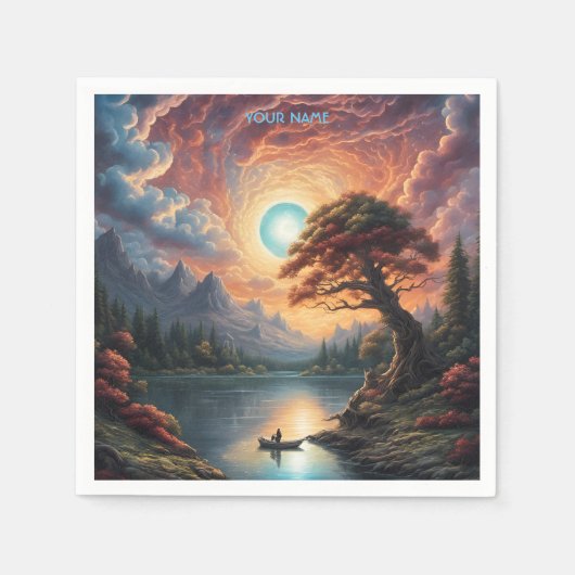 Fantasy Magic Romantic Tree Landschaft Serviette (Vorderseite)