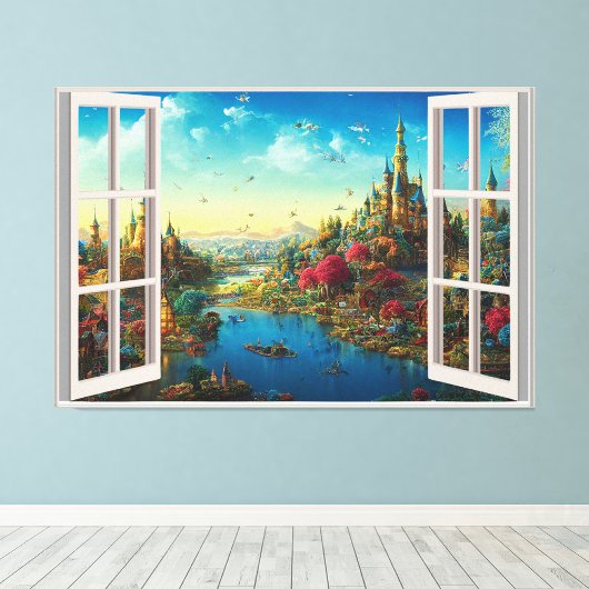 Fantasy Magic World Fake Window Kids Room Fotodruck