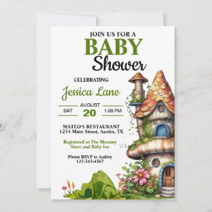 Fantasy Magical Fairy House Babydusche Einladung