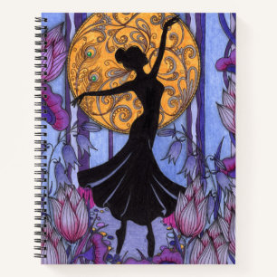 Fantasy-Magie-Wald-Lila-Blumen-Notizbuch Notizblock