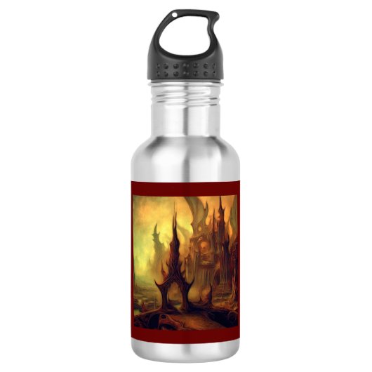 Fantasy Malerei 10 - Böser Tempel Edelstahlflasche (Vorderseite)