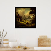 Fantasy Malerei 2 - Mittelalterliche Landschaft Poster (Küche)