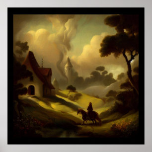 Fantasy Malerei 2 - Mittelalterliche Landschaft Poster