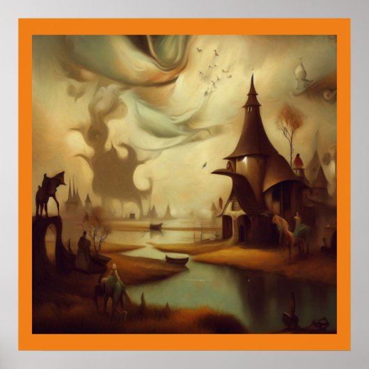 Fantasy Malerei 3 - Mittelalterliche Landschaft Poster (Vorne)