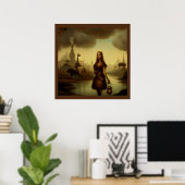 Fantasy Malerei 4 - Girl Holding Lattern Poster (Heimbüro)