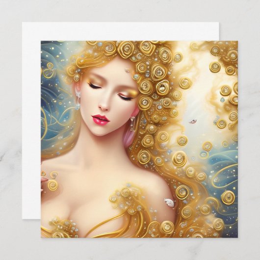 Fantasy-Malerei eines SciFi Exquisite Delicate Gol Mitteilungskarte (Vorne/Hinten)