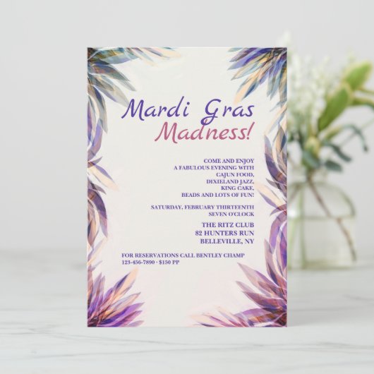 Fantasy Mardi Gras Einladung (Stehend Vorderseite)