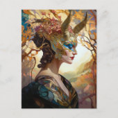 Fantasy Mask Lady Art Postcard Postkarte (Vorderseite)