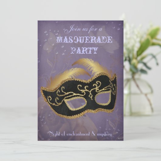 Fantasy Masquerade Party Einladung (Stehend Vorderseite)