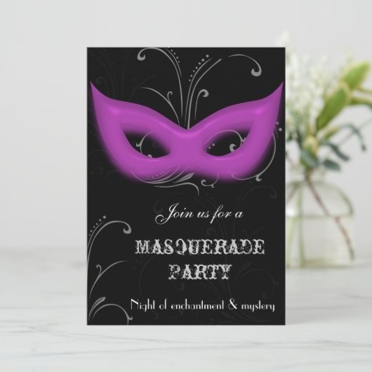 Fantasy Masquerade Party Einladung (Stehend Vorderseite)
