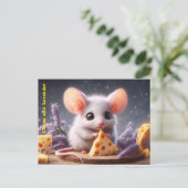 Fantasy Maus Käse niedliche Blume Wildlife Kunst Postkarte (Stehend Vorderseite)
