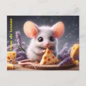 Fantasy Maus Käse niedliche Blume Wildlife Kunst Postkarte (Vorderseite)