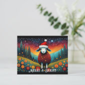 Fantasy Meadow Niedlich Baby Sheep Weihnachtsfeier Postkarte (Stehend Vorderseite)