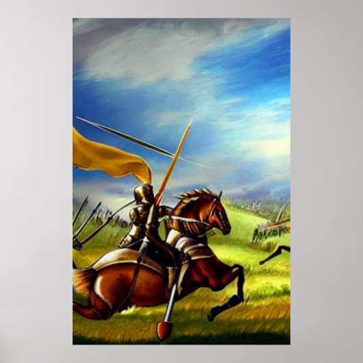 Fantasy Medieval Knight AI Digital Art Poster #01 (Vorne)