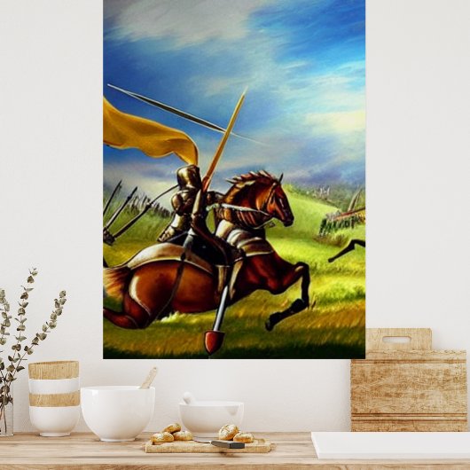 Fantasy Medieval Knight AI Digital Art Poster #01 (Küche)