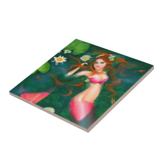 Fantasy-Meerjungfrau mit Lilien Fliese (Seite)
