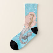 Fantasy-Meerjungfrau mit rosa Haar Socken (Links - Außen)