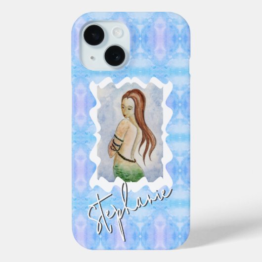 Fantasy Meerjungfrau Wasserfarbe Custom Case-Mate iPhone Hülle (Rückseite)