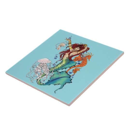 Fantasy Mermaid Aquamarin Tile Fliese (Seite)