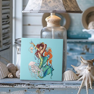 Fantasy Mermaid Aquamarin Tile Fliese