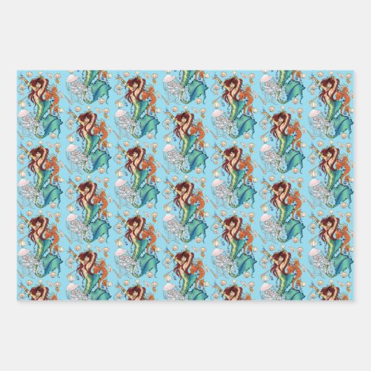 Fantasy Mermaid Aquamariner Schwanz Geschenkpapier Set (Vorderseite 2)