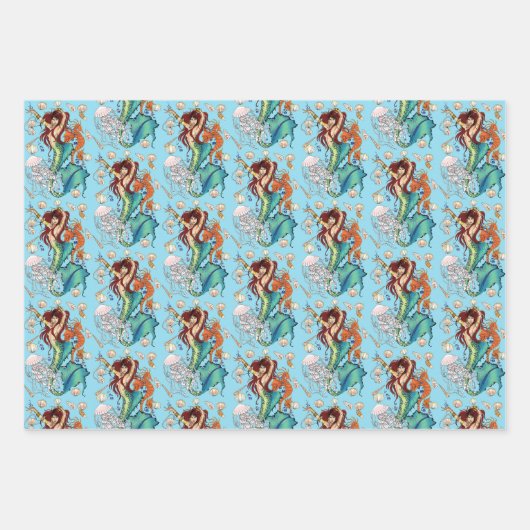 Fantasy Mermaid Aquamariner Schwanz Geschenkpapier Set (Vorderseite)