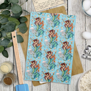 Fantasy Mermaid Aquamariner Schwanz Geschirrtuch