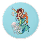Fantasy Mermaid Aquamariner Schwanz Keramikknauf (Vorderseite)
