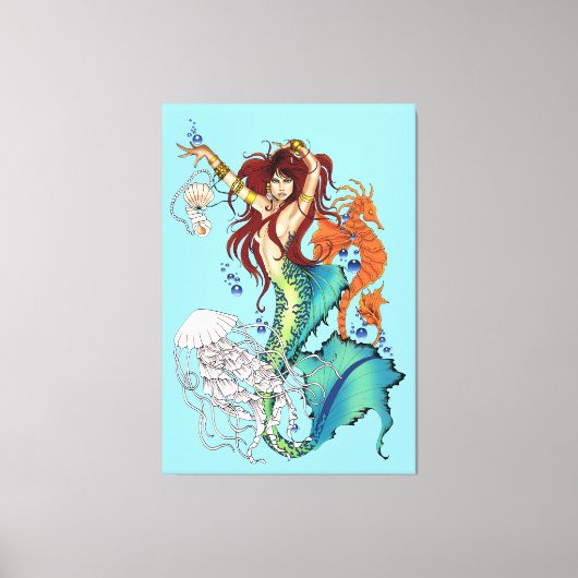 Fantasy Mermaid Aquamariner Schwanz Leinwanddruck (Vorderseite)