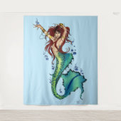 Fantasy Mermaid Aquamariner Schwanz Wandteppich (Vorderseite)