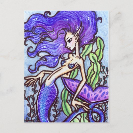 Fantasy Mermaid Art Postcard : Lanikai von Faeryda Postkarte (Vorderseite)