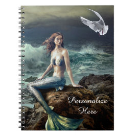 Fantasy Mermaid auf See mit Seagull Personalize Notizblock