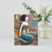Fantasy Mermaid Collage Postkarte (Stehend Vorderseite)