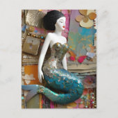 Fantasy Mermaid Collage Postkarte (Vorderseite)