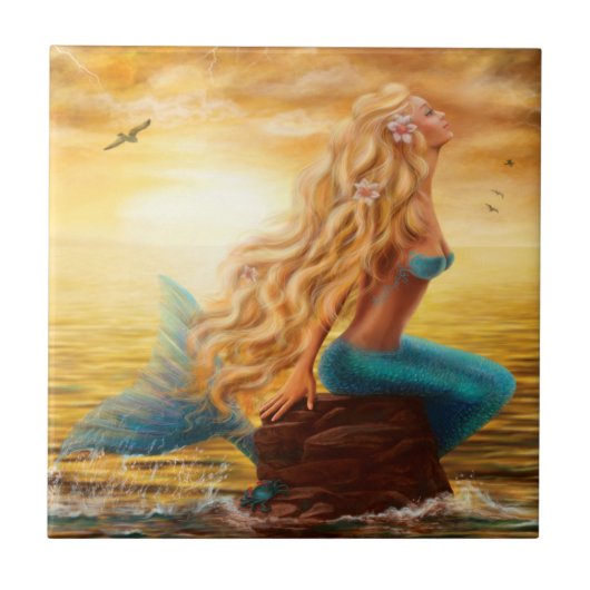Fantasy Mermaid Keramik Tile Fliese (Vorderseite)